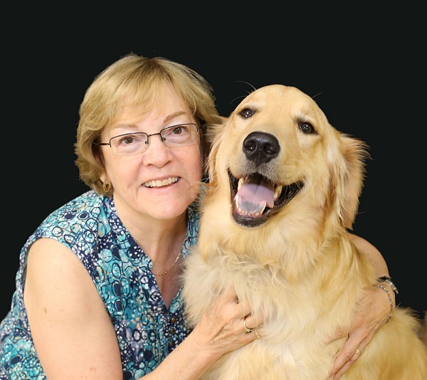Lynne and her youngest golden retriever, Tory - Dragonflys Wings