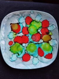 Strawberries Accessory Dishes - Alcohol Ink Tile Art - Dragonflys Wings