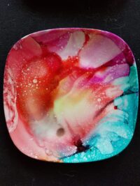 Phase In Clouds Accessory Dishes - Alcohol Ink Tile Art - Dragonflys Wings