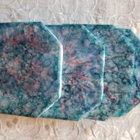 Sky Blue Pink Alcohol Ink Coaster Set - Dragonfly Wings