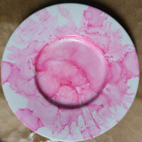 Pink splash Accessory Dishes - Alcohol Ink Tile Art - Dragonflys Wings