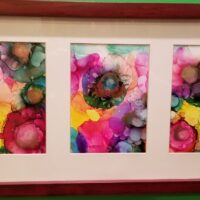 3 Paneled Circus - Alcohol Ink Tile Art - Dragonflys Wings