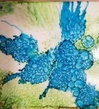 Blue Bird - Alcohol Ink Art Tile - Dragonflys Wings